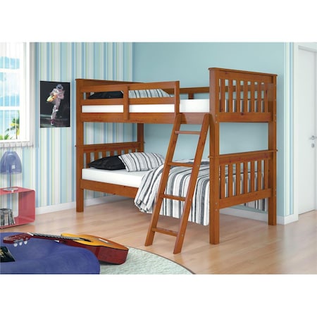 Fixturesfirst PD-120-1E-TT Twin Size Mission Bunk Bed with Tilt Ladder - Light Espresso FI958872
